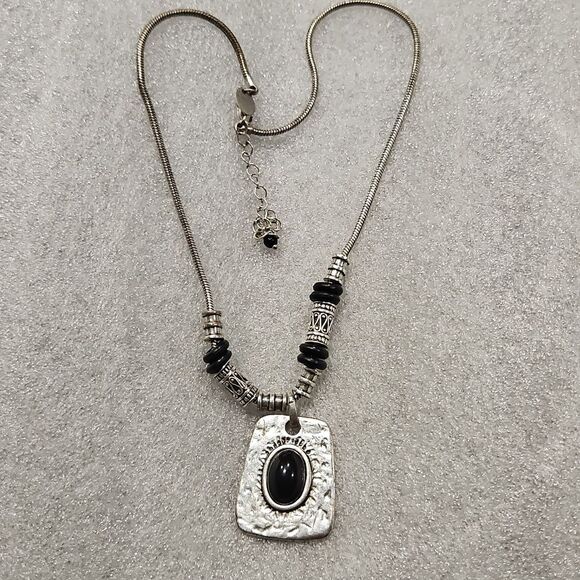 Lia Sophia “Dolce” Antique Silver, Black Beads, Crystals Necklace - Picture 4 of 4